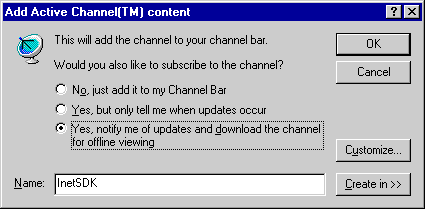 Add Channel Dialog