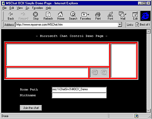 Microsoft Chat control in an HTML page