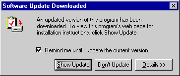 Software Update Dialog Box
