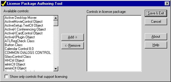 Combo box showing all ActiveX Controls running on your computer