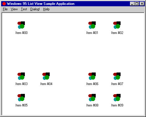 List view control that contains four working areas.