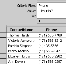 Criteria that uses the Like operator